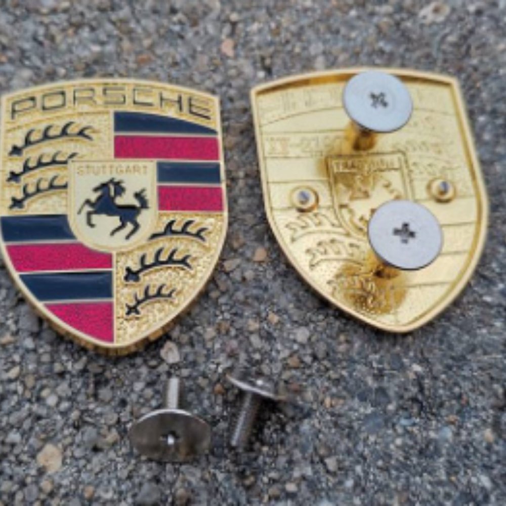Pair of PORSCHE STUTTGART HOTROD Carpet Emblem Floormat Decoration SIGN MINT